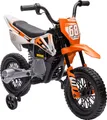 AIYAPLAY Kinder Elektro-Motorrad, 12V Kindermotorrad mit Musik, Kinderfahrzeug mit abnehmbar Trainingsrädern, 2,4-5 km/h, für 3-6 Jahre Kinder, max. 30 kg, Orange