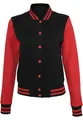 Build Your Brand Ladies Sweat College Jacket, M, Black Red