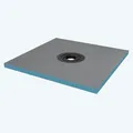 doporro Duschelement befliesbar mit Gefälle 90x90x4cm in Beton Grau Duschboard Zuschneidbar mit Ablaufrinne waagerechter Ablauf bodeneben und barrierefrei einbaubar XPS