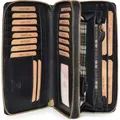 Benthill Damen Geldbörse Echt Leder XXL - Portemonnaie Groß mit RFID Schutz - Echtleder Vintage Damenbörse mit vielen Kartenfächer inkl. Gesche... - Schwarz