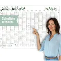 heaven+paper Schuljahresplaner 2025/2026 A1 Wandkalender Semesterplaner gefaltet mit 14 Monaten eleganter Kalender 2025 2026 Wandplaner Querformat mit Feiertagen, Schulferien (Green, Querformat)