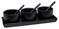 Dip-Set 7-teilig Schale Schälchen Dip-Set Porzellan schwarz 22 x 8 cm