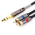 Tisino 6,3mm Klinke auf Cinch Kabel, 6,3 mm Stereo Klinke auf 2 x Cinch Y Splitte Adapterkabel Audiokabel Klinkenkabel - 1m