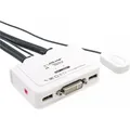 InLine KVM Switch 2-fach DVI-D USB mit Audio und integrierten Kabelsaetzen 0,9m weiss (61613I)