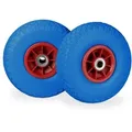 Relaxdays 4 x Sackkarrenrad PU 3.00-4 blau-rot Blau,Rot
