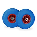 Relaxdays 4 x Sackkarrenrad, pannensichere Vollgummireifen, 3.00-4 Zoll, 20 mm Achse, bis 80 kg, Ersatzrad 260 x 85 mm, blau-rot