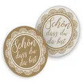 itenga 40x Bierdeckel Untersetzer aus Pappe I Schön DASS du da bist Vintage Spitze I rund, Ø 10,7 cm I ideal als Untersetzer bei Allen Anlässen