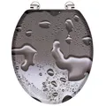WC Sitz GREY STEEL Toilettendeckel Grau Klobrille Klodeckel MDF Holz Deckel