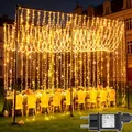 Joycome Lichtervorhang Aussen, 6x3m 600 LED Lichterketten Vorhang mit Stecker, 8 Modi/Timer Lichterkette Hängend, Wasserdicht Lichtervorhang Außen für Fenster Wand Zimmer Balkon Party Decke (Warmweiß)