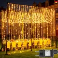 Lichtervorhang Aussen, 6x3m 600 LED Lichterketten Vorhang mit Stecker, 8