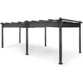 Blumfeldt Pantheon Pergola Vordach Gartenpavillon 3x6 m Aluminium Sonnendach Polyester Grau