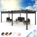 Blumfeldt Pantheon 3x6 Pergola Vordach 3x6m Aluminium Sonnendach Polyester grau 10045272