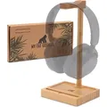 Kopfhörer Ständer aus Bambus, Kopfhörer Halter mit Smartphone Ständer, Headset Ständer mit Ablage, Headphone Stand aus Holz