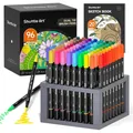 Dual Tip Brush Pens, 96 Colours Fine and Brush Tip Marker Set with Pen Holder...