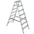 Doppelleiter/Bockleiter aus Alu 2x7 Stufen, max. erreichbare Arbeitshöhe 3515 mm