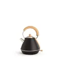 CREATE/KETTLE RETRO M/Elektrischer Wasserkocher Schwarz/Schnelles Aufkochen, Fassungsvermögen 1L, Abschaltautomatik, Anti-Kalk-Filter, Wasserstandsanzeige, Ø17.2cm, 2200W