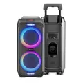 Fontastic Party-Lautsprecher Zeal - Bluetooth Lautsprecher mit USB-Wiedergabe, AUX und MicroSD - Karaoke Box mit Mikrofon und LED Leuchteffekten - tragbares Soundsystem - Schwarz (Zeal 600)