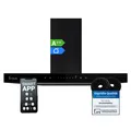 Dunstabzugshaube 60cm Wandhaube Edelstahl schwarzes Glas WLAN Nachlaufautomatik