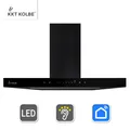 Dunstabzugshaube 60cm Wandhaube Edelstahl schwarzes Glas WLAN Nachlaufautomatik