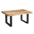 Riess Ambiente Design Couchtisch Iron Craft - 100cm - Mangoholz Eisen - massiver Wohnzimmertisch mit Baumkante im Industrial Design schwarzes Metallgestell