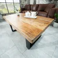 Design Couchtisch IRON CRAFT 100cm Mangoholz Eisen Industrial massiv schwarz
