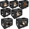 Faltbare Hundebox Transporttasche Transportbox Auto für Katze Hunde Große Kleine Box Bag Bed Decke Klein Auto Transport 7 Größen Taschen Fünf Farben Petigi, Farbe:Schwarz, Größe:L (70 x 52 x 51 cm)