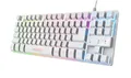 Trust Gaming GXT 833W Thado TKL Tastatur Deutsches QWERTZ Layout, Kompakte 80% USB Gaming Tastatur aus Metall, Anti-Ghosting, LED-Beleuchtung, Recycelten Materialien, für PC, Laptop, Mac - Weiß