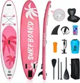 Puluomis Stand Up Paddle Boards 335, SUP Board mit Sitz Set, Paddling Paddelboard Set Surfbrett Aufblasbar, Pumpe Tragetasche und Zubehör, MB. bis 150Kg, Rosa