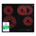 Glaskeramik Elektro Kochfeld 60cm 4 Zonen Platten Autark Bräterzone Rahmenlos