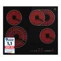 Glaskeramik Kochfeld Autark 60cm 6,6 kW 4 Zonen 9 Stufen Bräterzone