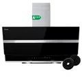 KKT KOLBE  Dunstabzugshaube 90 cm Kopffreie Wandhaube Edelstahl schwarzes Glas Nachlaufautomatik LED-Beleuchtung SensorTouch-Bedienung HERMES9005S