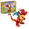 LEGO Creator 3-in-1 Roter Drache Spielzeug zum Fischen, Figur zum Phönix-Vogelmodell, Tierfiguren-Set, Geschenke für 6-jährige Jungen, Mädchen und Kinder 31145
