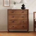 Kommode APOANA mit 4 Schubladen aus Massivholz in Kastanien Finish - Holzkommode skandinavisch, Schubladenschrank mit Stauraum, Schlafzimmerkommode im Landhausstil