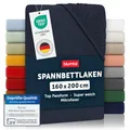 Blumtal® Spannbettlaken 160x200x30cm aus Microfaser - Oekotex zertifiziertes Bettlaken Spannbettlaken in Dark Ocean Blue - Blau
