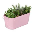 Relaxdays Blumenkasten, für Garten, Balkon & Fensterbank, zum Bepflanzen, Vintage-Optik, Metall, HBT: 16x38x19 cm, rosa