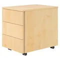 bümö lite Rollcontainer mit Schubladen, Container aus Holz in Ahorn - Rollwagen für's Büro als Schreibtisch Unterschrank, Bürocontainer od. Schreibtischcontainer mit Seitengriff