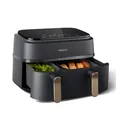 PHILIPS Heißluftfritteuse "Airfryer 3000 Dual Basket NA352/00, zwei Körbe mit 9L (3L+6L)", schwarz