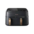 Philips Airfryer NA352-00 Heißluftfritteuse mit 2 Kammern - Schwarz, 9L