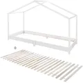 HAUSBETT 90 x 200 cm Bodentief inkl. Latterost weiß
