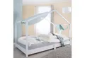 roba® Hausbett aus Massivholz, bodentiefes Kinderbett in 90 x 200 cm & 70 x 140 cm (Kombi-Set - Kinderbett & Lattenrost), Bodenbett für Kinder nach Montessori Prinzip - Weiß lackiert