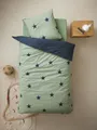 Vertbaudet Kinder Bettwäsche-Set Dream Big Khaki/Marine Sterne 140X150 63X63