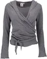 GURU SHOP Wickelshirt, Baumwollstrick Pullover, Wickeljacke - Granitgrau, Damen, Size:S