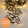 1200 LED Lichterkette 24m warmweiß mit Timer und 8 Programmen für innen und außen