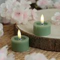 ADILINA LED Mini Teelichter Rustik-Optik grün 2er Set Echtwachsteelichter mit TImer mit Batterien D: 4,5cm (2 Teelichter klein)