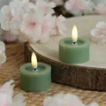 LED Teelichter Lina Rustik Optik mit Batterien Echtwachs D: 4,5cm grün 2 Stück