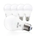 B.K.Licht - 5er Set LED Lampe E27 mit warmweißer Lichtfarbe, 9 Watt, 806 Lumen, Glühbirne, Leuchtmittel, LED Birne, Globe, Glühlampen, Bulb,11x6 cm, Weiß