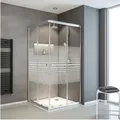 Eckeinstieg SCHULTE Sunny ExpressPlus 75 - 90 cm Profilfarbe silber Glasdekor Querstreifen EP19442 169 72 - Silber