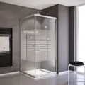 Schulte Eckeinstieg Sunny mit Schiebetüren und Dekorglas 75 - 90 x 180 cm silber
