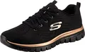 Skechers Damen Graceful Get Connected Trainers, Black Mesh/Rose Gold Trim, 36 EU