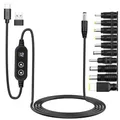 Hoembpn PD & USB auf DC 5.5x2.1mm Adapterkabel - 5V/9V/12V/15V/20V Einstellbare Spannung, mit 10 DC Steckern + Typ-C auf USB Adapter, Geeignet für Laptops, Router & mehr (1,2M)